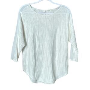 Anthropologie Moth Ivory Loose Knit Sweater Cropped Sleeve Size Small